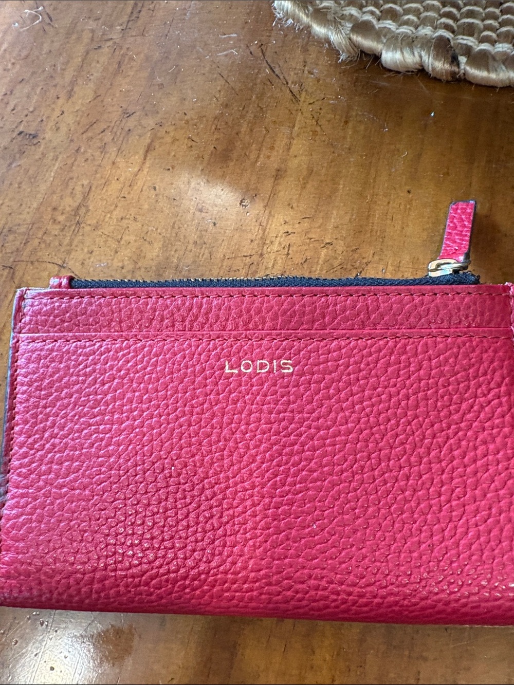 Lodis Red Pebbled Leather Wristlet and Wallet Set - Picture 6 of 9